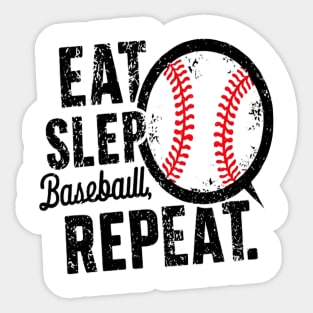 Eat Sleep Baseball Repeat Funny Baseball Player Sticker